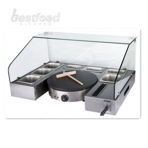 Meilleure machine <span class=keywords><strong>professionnelle</strong></span> chinoise pour la fabrication de crêpes, machine à crêpes électrique à une tête en acier inoxydable antiadhésif avec station de service - Product Image 1
