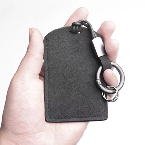 Étui porte-clés en cuir suédé pour télécommande de voiture, étui pour carte d'accès, pochette pour cartes, porte-clés personnalisé NFC - Product Image 4
