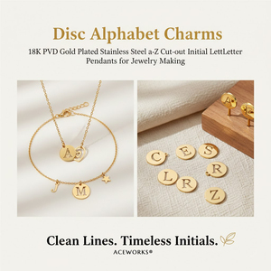 Dijes de Alfabeto en Forma de Disco de 12 mm |   Colgantes de Acero Inoxidable con Baño de Oro PVD de 18K con Letras Iniciales Recortadas de la A a la Z para la Creación de Joyas - Product Image 3