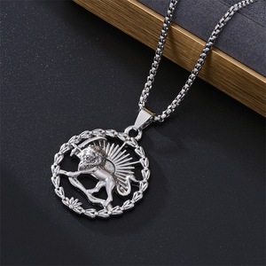 Collar de acero inoxidable con colgantes temáticos, diseño de cruz y signos del zodiaco, para uso diario, estilo hip hop para hombres y mujeres - Product Image 3