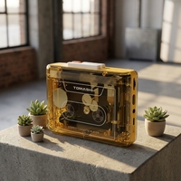 Lecteur de cassette stéréo portable transparent rétro avec enregistreur audio, lecteur de cassette BT intégré, batterie rechargeable