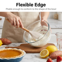 Spatule en silicone OEM, résistante à la chaleur, sans BPA, flexible, avec manche en bois, pour ustensiles de cuisson antiadhésifs