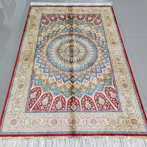 พรมไหมเปอร์เซียแบบผูกปมมือ,พรมทอมือ Qum Medallion สีแดง4X6พรมทอมือสำหรับห้องนอน - Product Image 2