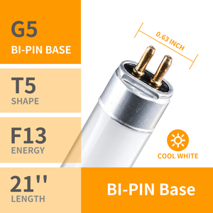 6 packs de tubes fluorescents linéaires F13T5/CW 4100K <span class=keywords><strong>13W</strong></span> T5, base <span class=keywords><strong>G5</strong></span> Mini Bi Pins, pour éclairage sous armoire ou placard - Product Image 2