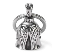 Cloche d'ange gardien en acier inoxydable de qualité supérieure, porte-clés croix de motard porte-bonheur pour moto