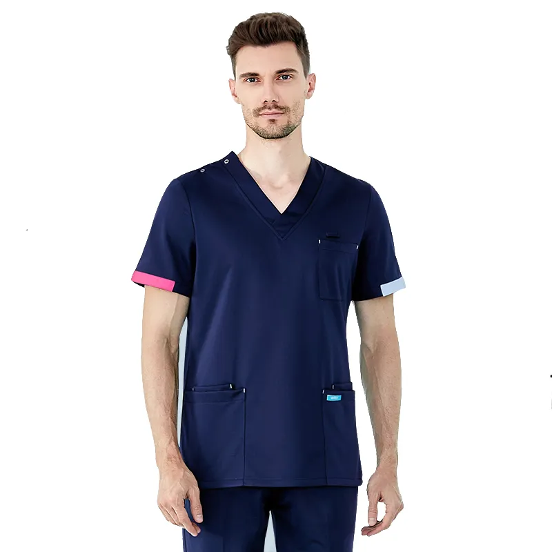 Ziekenhuis Koningsblauwe Mannelijke Verpleegster Scrubs Uniformen Sets Medische Schildpadhals Mannelijke Verpleeguniform Sets Medische Scrubs