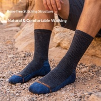 Chaussettes de sport en laine mérinos tricotées épaisses mi-mollet avec semelle éponge respirante pour hommes et femmes, idéales pour la randonnée et l'alpinisme en extérieur, collection automne, ODM