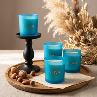Pot à bougie en verre givré 8oz 10oz 14oz, récipient cylindrique vide avec couvercle, logo personnalisé, décoration d'intérieur