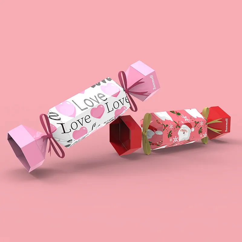 Caja de cartón con forma personalizada para el Día de San Valentín, caja de dulces de grado alimenticio con cinta, Chocolate y bomba