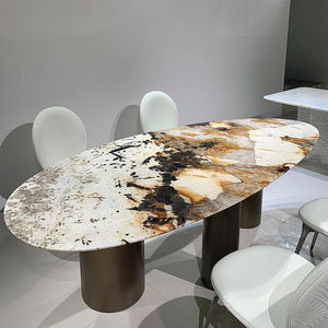 Mesa de Comedor de Cuarzo <span class=keywords><strong>Patagonia</strong></span> de 240*120cm, 2.4m 2.2m, con Efecto de Goteo de Agua, para Villa, Hotel, <span class=keywords><strong>Restaurante</strong></span>, Encimera de Piedra de Mármol Natural Pandora de 8 pies - Product Image 5