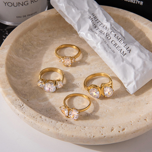 Hot Selling Pvd Gold Plated Stainless Steel <b>Dainty</b> Teardrop Shape Cubic Zirconia Engagement <b>Ring</b> for Women Jewelry - Product Image 6