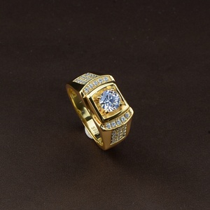 Anello da Uomo in Moissanite 1CT Colore D VVS Placcato Oro Argento Sterling S925 con Certificato GRA per Matrimonio e <span class=keywords><strong>Fidanzamento</strong></span> - Product Image 5