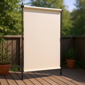 Store enrouleur extérieur crème 47,2x106,3 pouces filtrant la lumière et bloquant les UV pour porte de patio, installation extérieure - Product Image 2