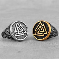 Cincin Baja Tahan Karat 316L yang Dipersonalisasi Grosir Tahan Air Anti Noda Vintage Punk Gothic Perhiasan Fashion Nordik Viking