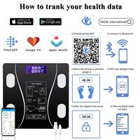 Báscula Digital Inteligente de Bajo Precio con Bluetooth y Función de IMC, Báscula de Grasa Corporal Inteligente, Báscula Electrónica Personal de 180 kg