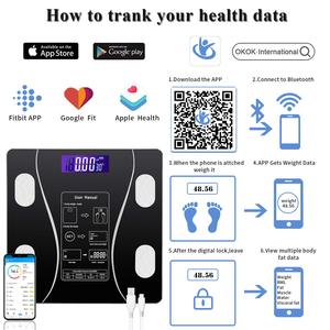 Balance connectée intelligente à bas prix, 180 kg, avec fonction Bluetooth et IMC, pour la mesure du poids corporel et de la graisse corporelle, balance électronique personnelle - Product Image 5