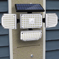 Lampu Tenaga Surya Luar Ruangan AHA 214 LED 30W 430 Lumens 4 Kepala Sensor Gerak Keamanan IP65 Bertenaga Baterai Sudut Sinar 360 Derajat Deteksi 7M