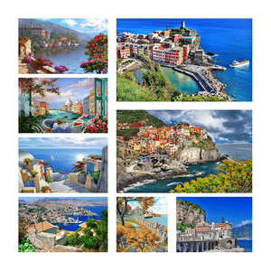 Pintura artesanal por números pintura al por mayor pintura por <span class=keywords><strong>foto</strong></span> numerada paisaje personalizado paisaje marino para adultos Kits - Product Image 2