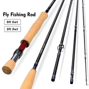 9ft/2.74m 4 phần Fly cần câu 6wt/8wt hai phong cách sợi carbon Cần câu