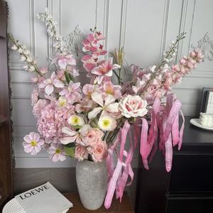 Flores Artificiales de Seda, Nueva <span class=keywords><strong>Serie</strong></span> Romántica Rosa, Accesorios de Decoración para Bodas, Techo, Hogar, Fotografía al Aire Libre, de Fábrica - Product Image 2