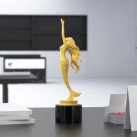 Ensembles de cadeaux d'anniversaire de trophée en métal de statue de sirène d'alliage d'étain
