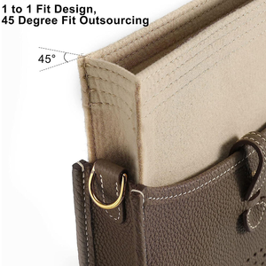 Bolsa de Maquillaje de Fieltro Premium Beige, Ecológica, de Gran Capacidad, con Asa Suave para Bolso, Organizador Duradero para Insertar en el Bolso - Product Image 5