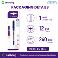 Stylo gel bleu à pointe fine Bachang BC-8515 0,5 mm, écriture fluide, prise en main confortable, école, bureau, maison, vente en gros, OEM