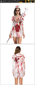 Halloween <span class=keywords><strong>Terror</strong></span> enfermera Zombies mujer Vestido de manga larga Sexy Slim Fit Cosplay disfraz para fiesta TV y película inspirado - Product Image 6