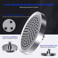Pommeau de Douche Chromé ABS 6 Pouces Homedec avec Valve Céramique, Jet Pluie, Tête Pivotante, Design Réglable, Haute Pression, Garantie 3 Ans