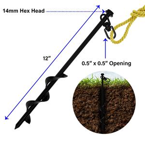 Accessoires de tente de camping en plein air, <span class=keywords><strong>piquet</strong></span> de fixation au sol en acier, vis de fixation avec haute résistance pour auvent, abri, parasol, chapiteau - Product Image 3