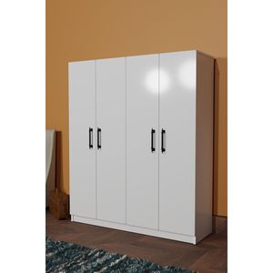 Armario Moderno Convertible Blanco de 4 Puertas, Diseño Plegable Independiente, 6 Estantes, 2 Perchas, Organizador de Almacenamiento para Dormitorio - Product Image 5