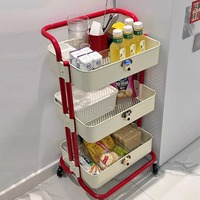 Étagère de rangement sur roulettes, sur pied, trois niveaux, mobile, style non pliable, étagère de rangement de cuisine, chariot de rangement pour collations