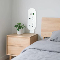 Regleta de Enchufes Extensible Giratoria con USB, Estándar US/UK/EU, Ahorra Espacio, para Sofás y Mesitas de Noche