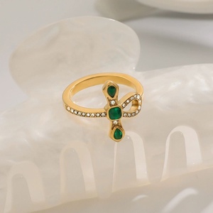 Custom Rose Gold Plated Stainless Steel Cross <b>Snake</b> <b>Ring</b> Zircon Waterproof Non-fading Luxury High-end Fashion <b>Ring</b> for Women - Product Image 4