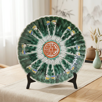 Petite assiette en porcelaine durable de Jingdezhen, peinte à la main, motif Bok Choy vert avec des abeilles, 4 pouces, décoration de table