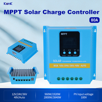 Controlador de Carga de Panel Solar MPPT de 80A, 12-48V Automático, Entrada de CC de 95V con Pantalla LCD y Puerto USB