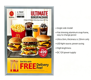 Marco Rectangular LED para Póster, para Restaurante, Cine, Cafetería, Caja <span class=keywords><strong>de</strong></span> Luz Publicitaria LED, Marco <span class=keywords><strong>de</strong></span> Aluminio A0/A1/A2/A3/A4 y Personalizado - Product Image 2