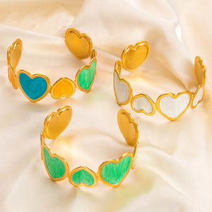Brazalete de Acero Inoxidable Chapado en Oro con Forma de Corazón, Diseño Colorido, Joyería para Fiestas, Brazalete Unisex de Moda - Product Image 1