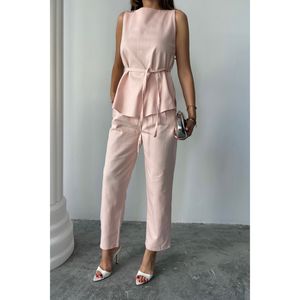 Blusa-Camisa de Lino Modelo Massimo Takim SCREAT, Jumpsuits y Trajes de Una Pieza para Mujer, Color Polvo - Product Image 4