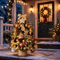 45cm Künstlicher Elch-Weihnachtsbaum-Set mit LED-Beleuchtung Langlebige & Umweltfreundliche Wiederverwendbare Tisch-Mini-Ornament-Dekoration