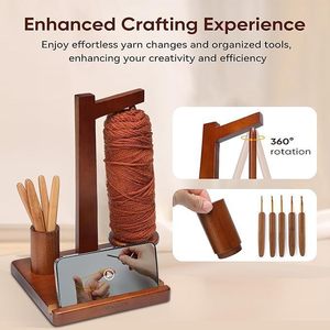 Brwissen Wooden Yarn Holder 7.48x7.48x11.4 Inches Multi Functional <b>Desktop</b> Storage Rack For Living Room Bedroom - Product Image 3