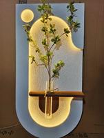 Décoration Murale Moderne Tableau Peintures et Autres Œuvres d'Art Murales 3D Élégantes Vase Mural Blanc en Grès Texturé avec LED pour Décoration d'Intérieur