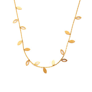Moda impermeable Jewelry18k chapado en oro de acero inoxidable corazón estrella hoja colgante collar gargantilla cadena Collar para mujer - Product Image 6
