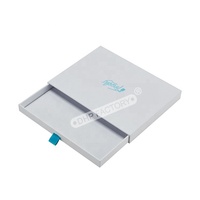 Boîte en carton rigide à impression personnalisée Simple, Logo mat bleu, emballage vide pour ordinateur portable A5, tiroir coulissant, boîte en papier avec poignée en ruban