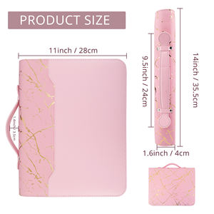 Portafolio de Cuero Rosa de Lujo, Carpeta de Archivos con Bloc de Notas Tamaño Carta A4 y Cierre de Cremallera - Product Image 1