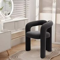 Chaise de salle à manger scandinave contemporaine en velours crème avec structure en acier, mobilier moderne pour chambre à coucher et maison