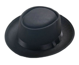 Wholesale Hot Sale Unisex Classic Wide Brim Fedora <b>Hat</b> With Band Round <b>Flat</b> Top Felt Fedora <b>Hats</b> for Men - Product Image 2