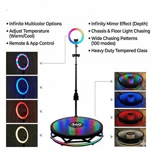Cabina de Fotos <span class=keywords><strong>360</strong></span> Personalizada al Mejor <span class=keywords><strong>Precio</strong></span>, Cabina de Fotos Giratoria Portátil para Selfies, con Iluminación LED Infinita de Cristal Floral, Cámara Móvil para Fiestas - Product Image 4