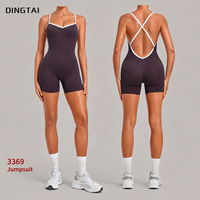 Combinaison de yoga Dingtai Color Block à dos croisé, une pièce, sans manches, grande taille, extensible dans quatre directions, légère, en nylon et élasthanne, séchage rapide