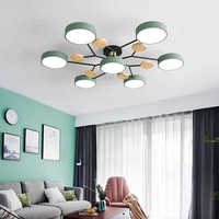 Décor à la maison Led Lustre Plafonniers Macaron Bois Design Minimaliste Moderne Métal Salon Acrylique Nordique Lumière Grand